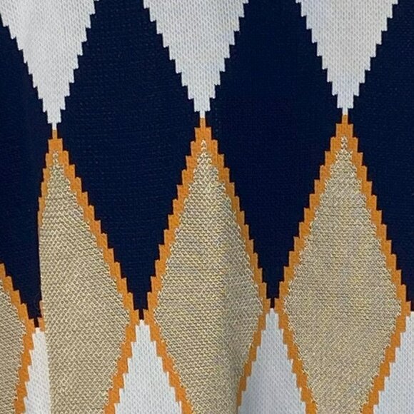 No tags - Zara, diamond pattern, blue , gold sweater, Size M - Picture 4 of 6